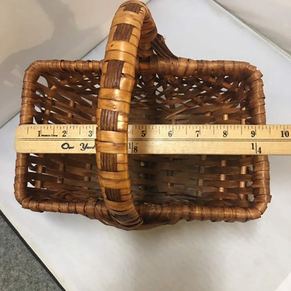 Woven Splint Basket Home Decor OS Brown Rustic Farmhouse Style Cottagecore